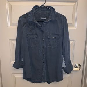 Zara Denim Collection Shirt Embroidered New